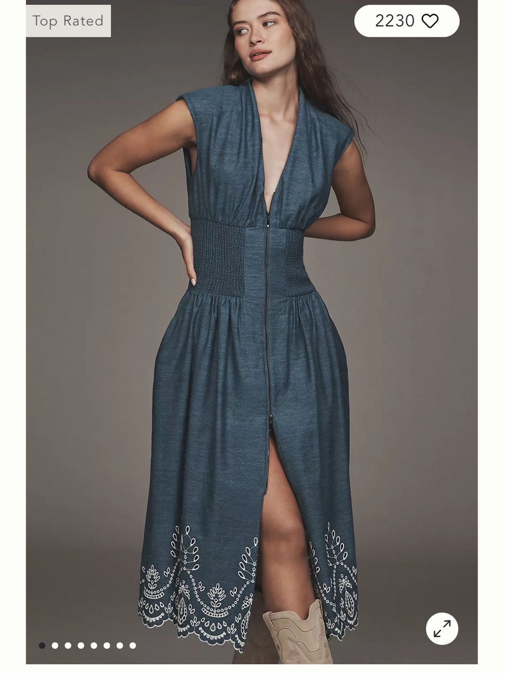 Anthropologie Tommie Denim Eyelet Trim Dress